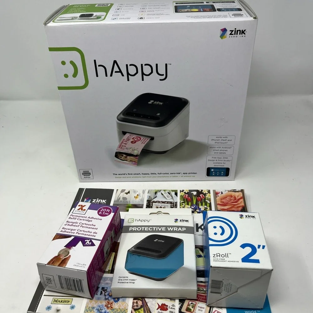 Wireless Zink Happy Smart App Printer Zero Ink Technology iPhone / Android NEW